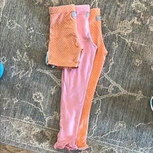 Eleanor Rose Pink and Orange Polka Dot Leggings